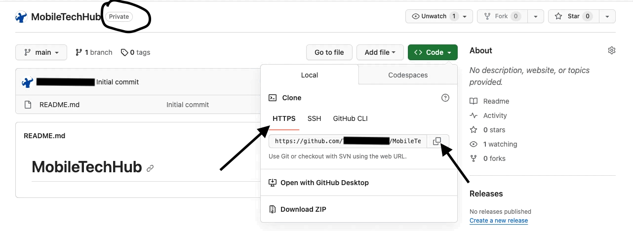 Create an Account on GitHub, GitLab, or Bitbucket to create a new private repository